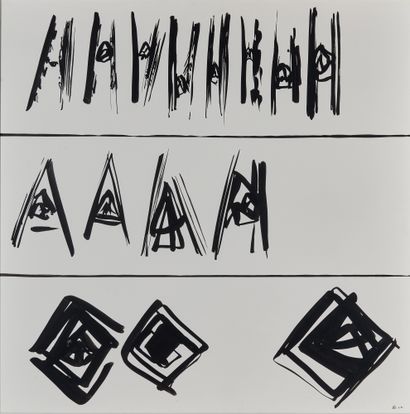 Gilles CURIE (1943) Composition 
Suite of three inks on paper, all monogrammed and...