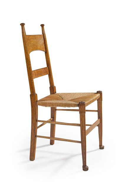 Josef Maria OLBRICH (1867-1908) Suite de quatre chaises en chêne à dossier bandeaux,...