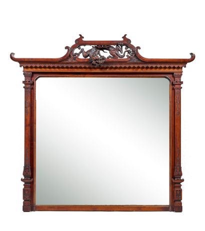 GABRIEL VIARDOT, dans le goût de Miroir à encadrement en bois teinté présentant un...