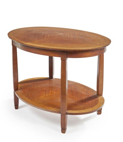 Louis SUE (1875-1968) & André MARE (1885-1932) Oval-shaped middle table in veneer...