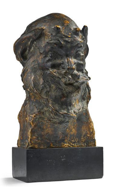 Alexandre-Joseph DESCATOIRE (1874-1949) Tête de satyre
Sculpture en bronze à patine...