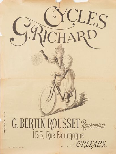 null ANONYME. Cycles G. Richard. Circa 1900. Affiche lithographique. Affiche d'intérieur....