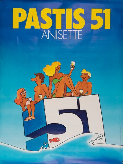 ANONYME. Pastis 51 Anisette. 1975. Affiche...