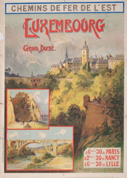 null BOURGEOIS E. Chemin de fer de l'est. Luxembourg Grand Duché. Circa 1900. Affiche...