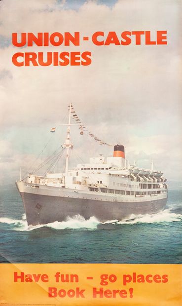 null ANONYME. Union Castle Cruises. Have fun - Go place book here ! Circa 1955. Affiche...