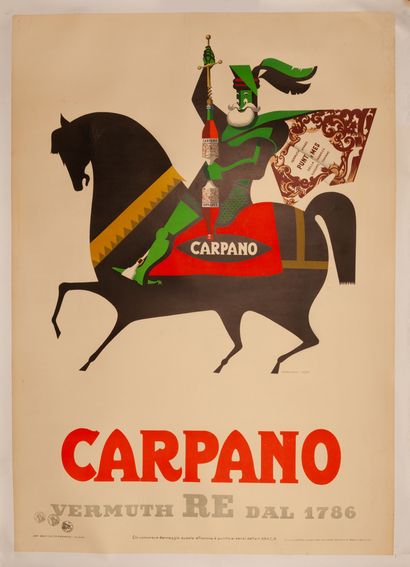 null TESTA Armando. Carpano. Vermuth Re dal 1786. 1956. Lithographic poster. Arti...