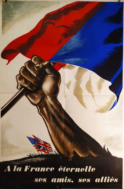 null WW II. A la France éternelle, ses amis, ses alliés. 1944. Affiche lithographique....