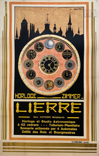 null MORA Alphonse. Horloge Zimme Lierre. 1932. Affiche lithographique. Lith. Delko,...