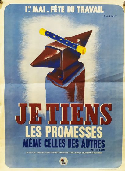 null VICHY. 2 posters : - COUDON Roland d'après. 1st May. Labor Day. I keep my promises,...