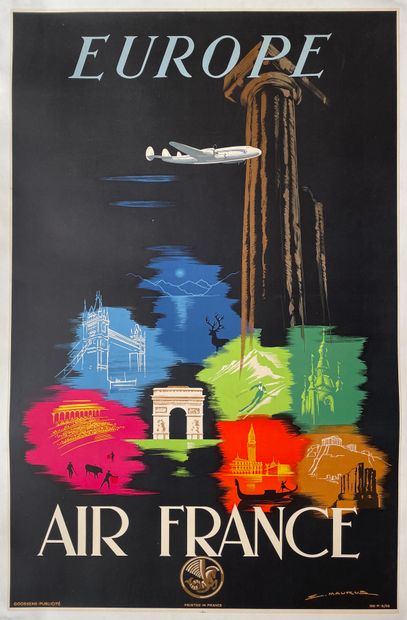 null MAURUS Edmond. Air France. Europe. 1948. Affiche lithographique. 192.P.2/48....