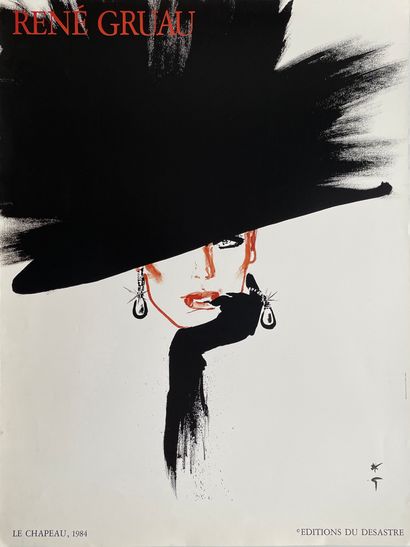 GRUAU René (d'après). Le chapeau. 1984. Affiche...