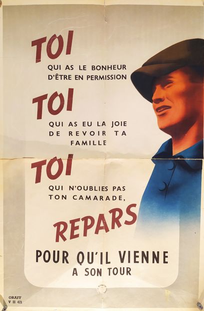 null VICHY. 2 posters: - ANONYMOUS. Go back so that he comes in his turn. Circa 1942....