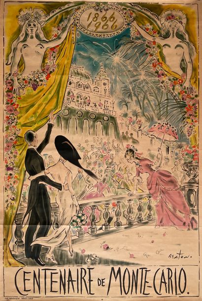 null BRATON (?). Centenaire de Monte-Carlo. 1866-1966. Affiche lithographique. Imp....