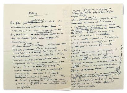 JEAN COCTEAU Autograph manuscript, "Notices", 2 pp. in-4. Scratches and corrections.
On...
