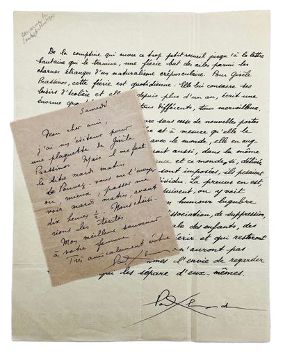 PAUL ÉLUARD Manuscrit autographe signé. 1 p. in-4.
Manuscrit de la préface de La...