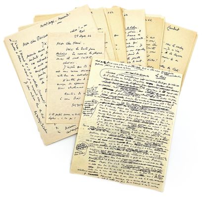 MARCEL BÉALU 40 autograph letters signed to Henri Parisot. 54 pp. in-4 and in-8....