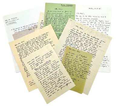 GISELE PRASSINOS 9 lettres autographes signées à Henri Parisot. 16 pp. in-4, in-8...