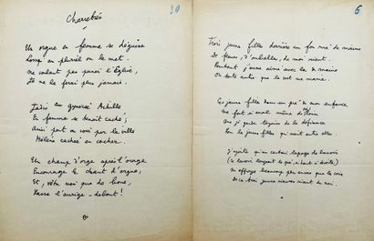 JEAN COCTEAU 2 manuscrits autographes, 2 pp. in-4, sur 2 feuillets chiffrés «6» et...