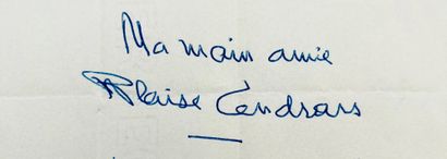BLAISE CENDRARS 2 lettres autographes signées à Henri Parisot. ½ p. in-12 et 1 p....
