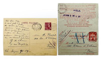 GIORGIO DE CHIRICO 2 lettres autographes signées à Henri Parisot. 2 pp. ½ in-12....