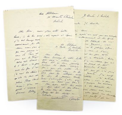Leonora Carrington 3 lettres autographes signées à Henri Parisot. 3 pp. ½ in-4 et...