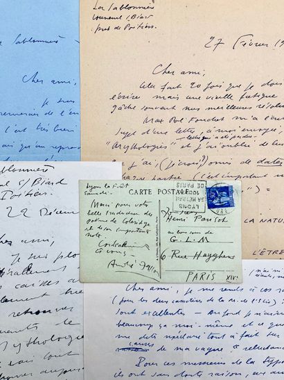 André MASSON 5 lettres et 1 carte, autographes signées, à Henri Parisot. 10 pp. in-4...