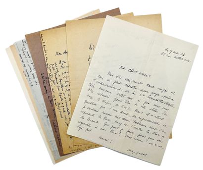 Max JACOB 6 autograph letters signed and 1 manuscript A.S. of a poem, to Henri Parisot....