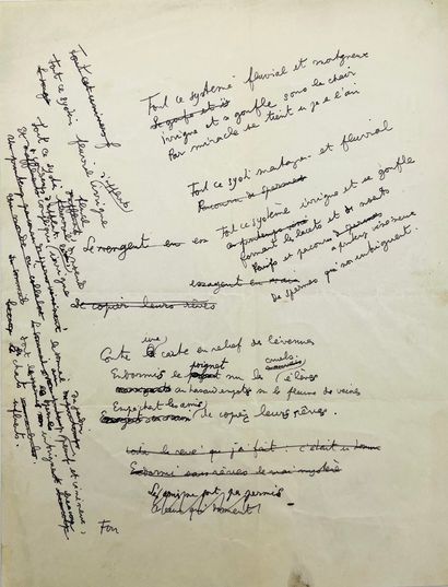 JEAN COCTEAU 7 manuscrits autographes, 7 pp. in-4.
Ensemble de textes en vers et...