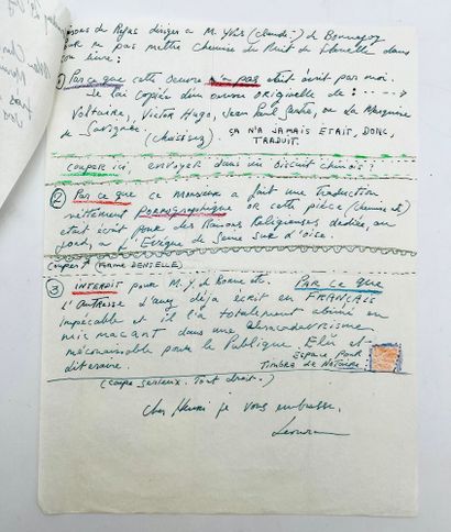 Leonora Carrington 3 autograph letters signed, one to Henri Parisot, the 2 others...