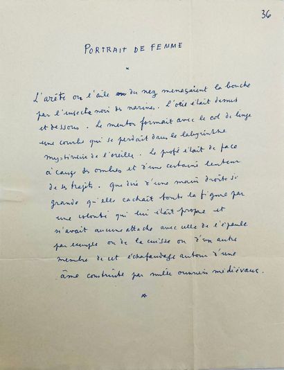 JEAN COCTEAU 7 manuscrits autographes, 7 pp. in-4.
Ensemble de textes en vers et...