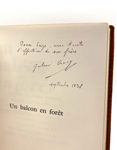 Julien GRACQ / Louis POIRIER Un balcon en forêt. José Corti Paris 1958. E.O. L'un...