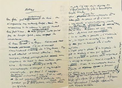 JEAN COCTEAU Manuscrit autographe, «Notices», 2 pp. in-4. Ratures et corrections.
Sur...