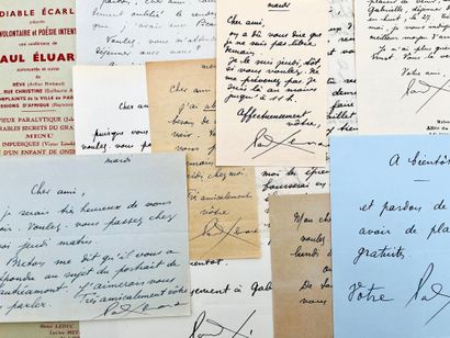 PAUL ÉLUARD 9 autograph letters signed to Henri Parisot. 10 pp. various sizes. Paris,...