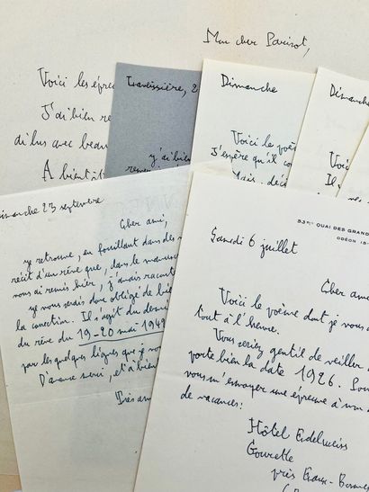 MICHEL LEIRIS 7 lettres autographes signées et 1 manuscrit autographe d'un poème....