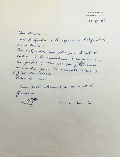 Max ERNST 12 letters and 6 autograph cards signed + 1 typed letter signed, to Henri...