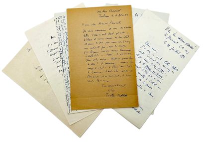 Tristan TZARA 6 lettres autographes signées à Henri Parisot. 8 pp. in-8. Toulouse,...