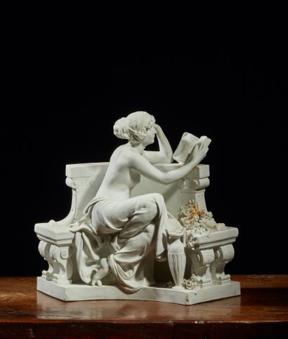 Louis CARRIER-BELLEUSE, d'après Young antique woman reading
Porcelain cookie, signed
End...