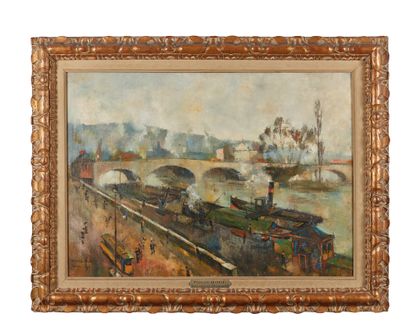 Pierre HODE (1889-1942) Quais de Rouen, Pont de Pierre, 1919
Huile sur toile, signée...