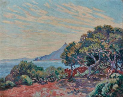 Armand GUILLAUMIN (1847-1927) The bay of Agay, semaphore on the right, circa 1897
Oil...