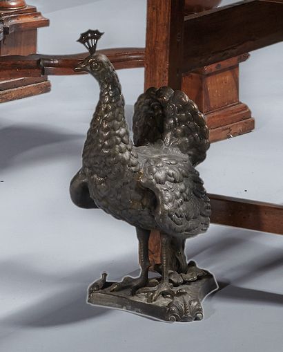 null Pair of peacocks in patinated metal, the tail is mobile.
End of the 19th century
H....