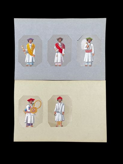 Compagny绘画学校 5个英国-印度云母上的微型画，代表5个男人
19世纪
11...