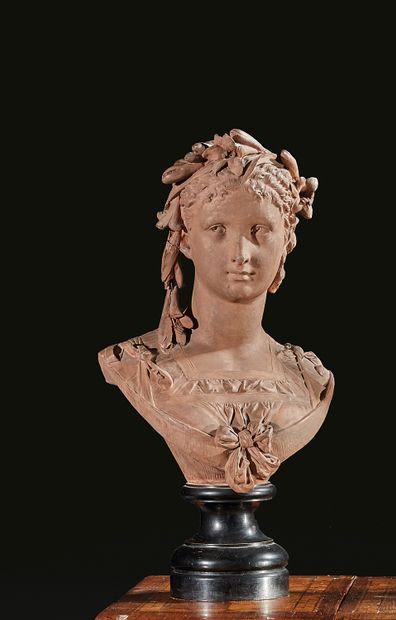 Albert-Ernest CARRIER-BELLEUSE (1824-1887) Bust of a young woman in the antique style...