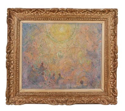 Maurice CHABAS (1862-1947) 有女人的云
布面油画，左下角有签名
54 x 65厘米
(修复)