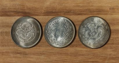 三枚硬币:
- 一元硬币（1920年），袁世凯头像，铸有 