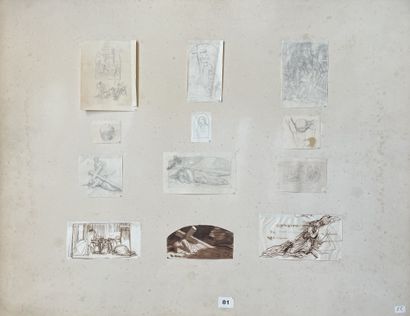 Paul DELAROCHE (Paris 1797-1856) Montage comprenant 12 vignettes de sujets religieux
Crayon...