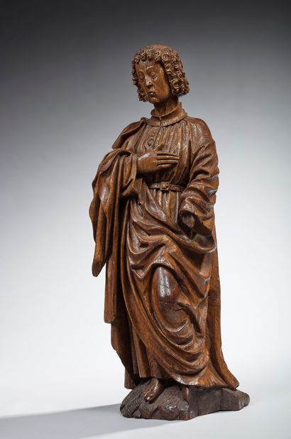 null Saint Jean de calvaire en chêne sculpté, dos creusé et rebouché
Allemagne, XVIème...