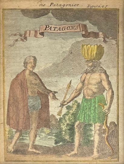 Engraving Patagons 18th century color engraving...