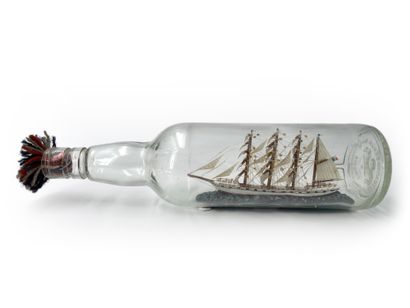 Boat in bottle Four masts barque The Pacific...
