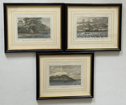 null Suite de trois gravures anglaises
Terre de feu, Mont Sarmiento, Cap Horne, Port...