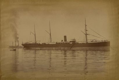 null [OLD PHOTOGRAPHS]. Two albums, about 45 vintage prints, sailboats, warships,...